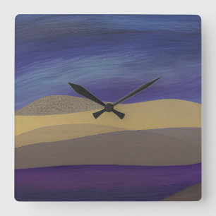 Horloge Carrée Dunes fracturées du paysage marin Abstrait 15