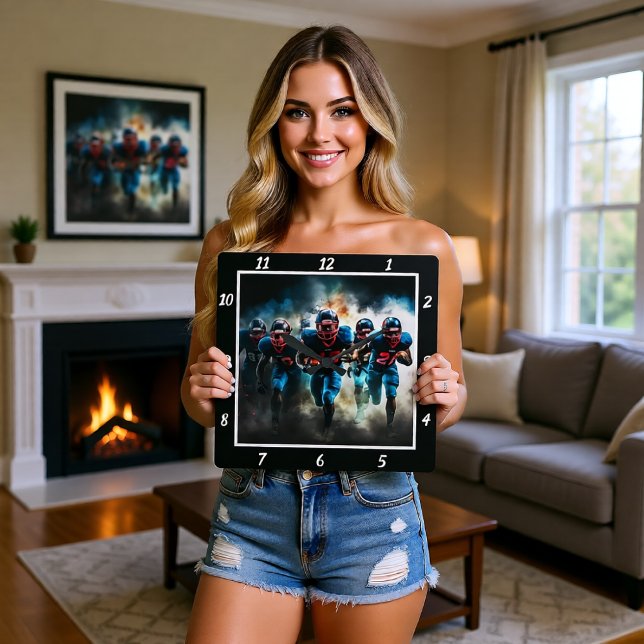 Horloge Carrée Dynamic Football Action  (Créateur téléchargé)