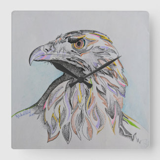 Horloge Carrée Eagle head, Aigle sauvage, Oiseau sauvage, Aigle c