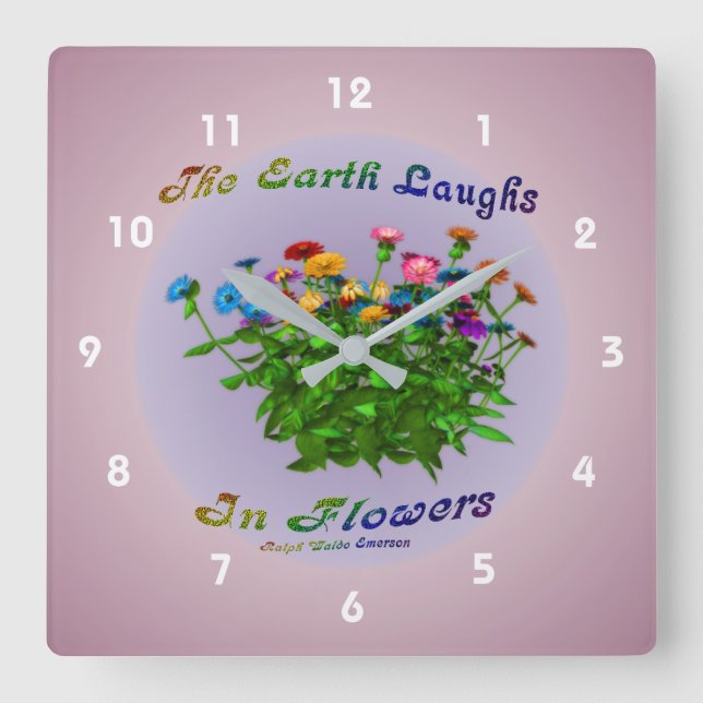 Horloge Carrée Earth Quota Zinnia Flowers (Recto)