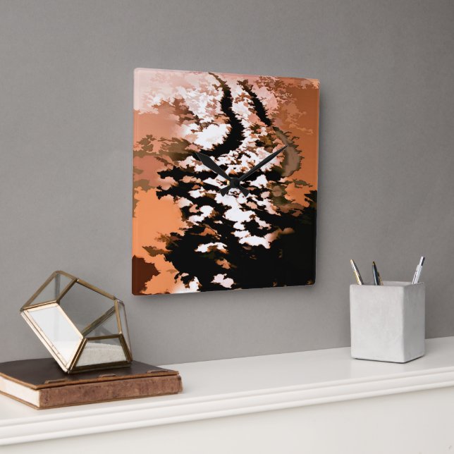 HORLOGE CARRÉE EAU ABSTRAITE (Bureau)