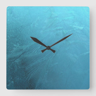 Horloge Carrée Eau congelée Ice Bleu Frost Chic Hiver Métallurg