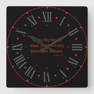 Horloge Carrée Ecclésiaste 3:1 KJV Bible Verse II Numéros romains