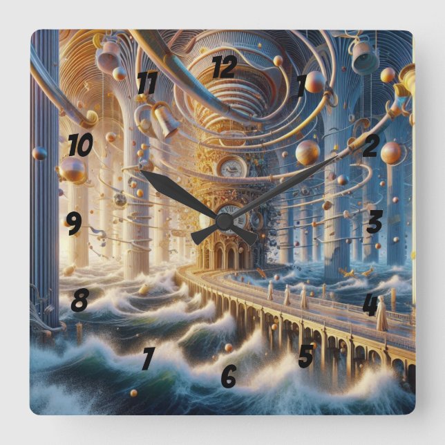 Horloge Carrée Echos de '73 : Le Labyrinthe de Chronos Ocean (Recto)