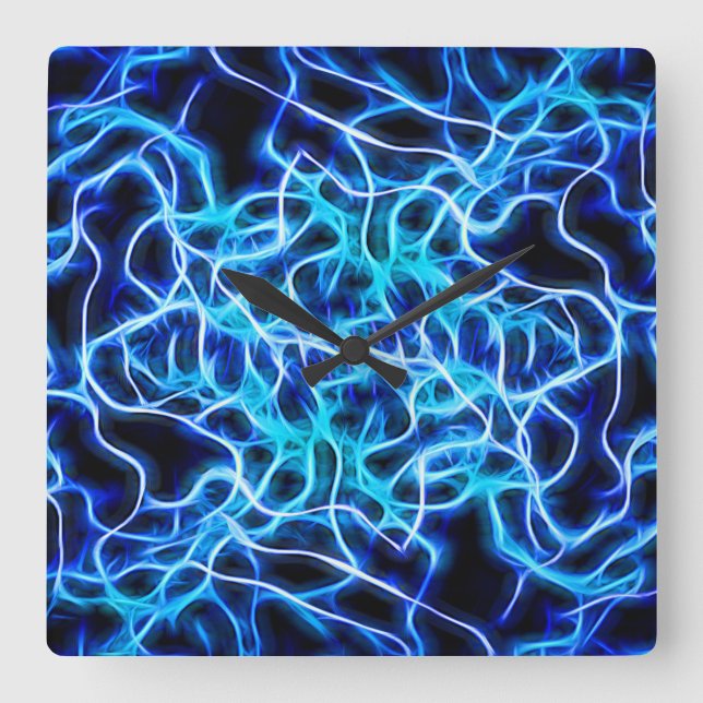 Horloge Carrée Éclair électrique néon bleu Tesla Coil (Recto)
