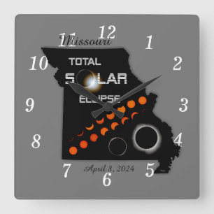 Horloge Carrée Éclipse solaire du Missouri