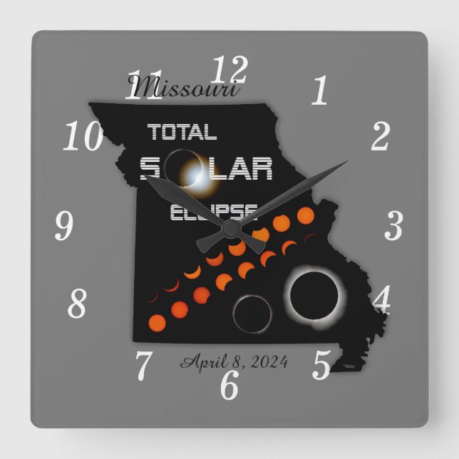 Horloge Carrée Éclipse solaire du Missouri (Recto)