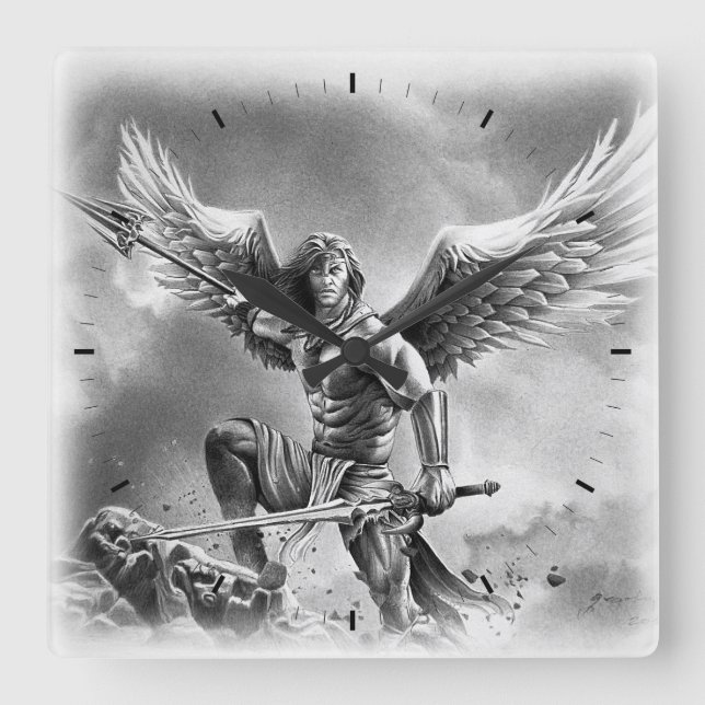 Horloge Carrée Écluse murale Carré ANGEL WARRIR (Recto)