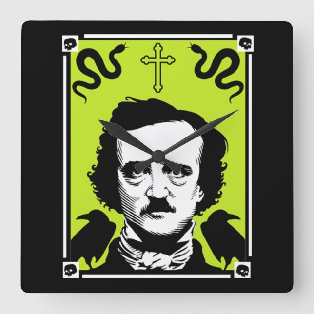 Horloge Carrée Edgar Allan Poe Anniversaire 19 janvier (Recto)