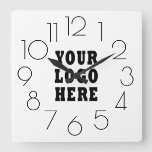 Horloge Carrée Editable Modern Minimum Company Business Logo