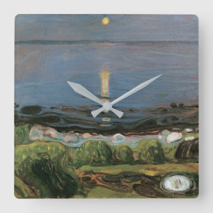 Horloge Carrée Edvard Munch Painting, Nuit d'été au bord de la pl