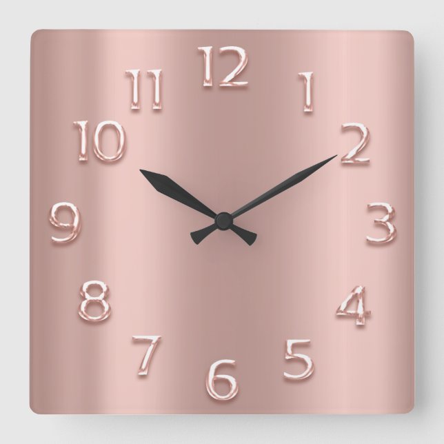 Horloge Carrée EFFET 3D minimal de rose vierge Rose (Recto)