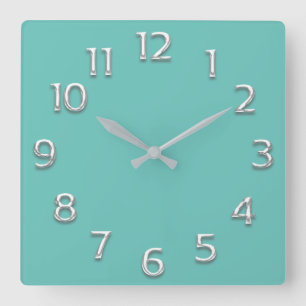 Horloge Carrée Effet 3D Silver GRAY Minimalisme Blue Pastel