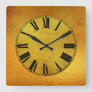Horloge Carrée Effet d'or et de feuille d'or