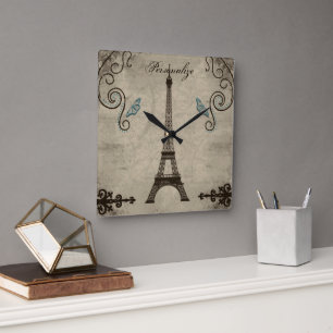 Horloge Carrée Eiffel Tower Grunge