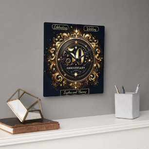 Horloge Carrée Élégance Baroque : 50e Anniversaire