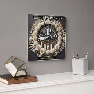 Horloge Carrée Élégance circulaire pour un anniversaire de mariag
