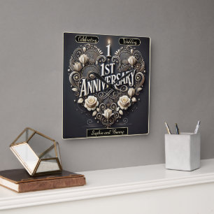 Horloge Carrée Élégance en forme de coeur pour les commémorations