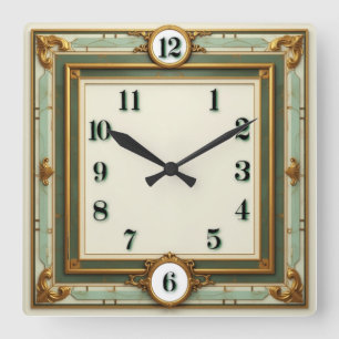 Horloge Carrée Élégant Art Déco