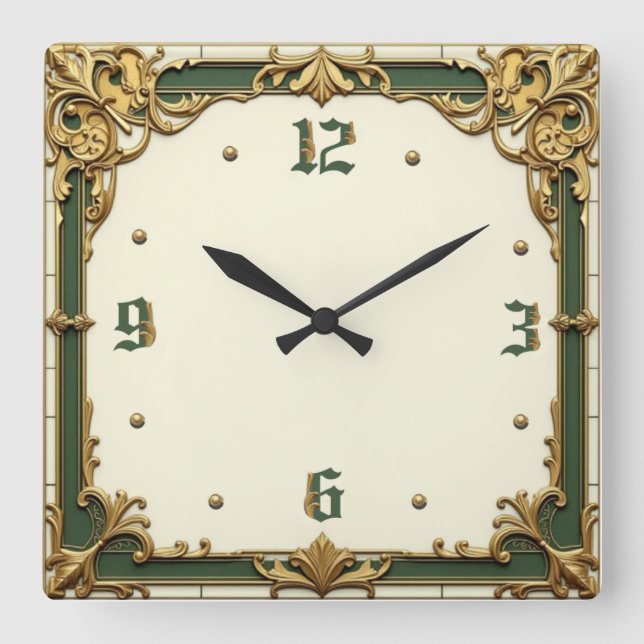 Horloge Carrée Elegant Art Deco  (Recto)