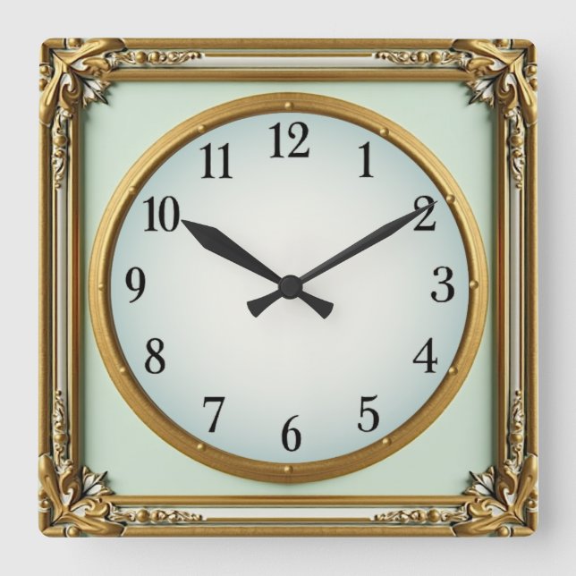 Horloge Carrée Élégant Art Déco (Recto)