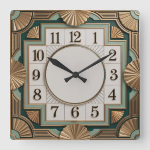 Horloge Carrée Élégant Art Déco