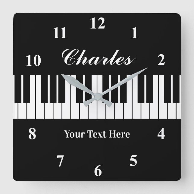 Horloge Carrée Elegant black and white piano key custom (Recto)