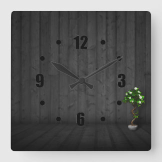 Horloge Carrée Elegant Black Wood Design square Wall Clocks
