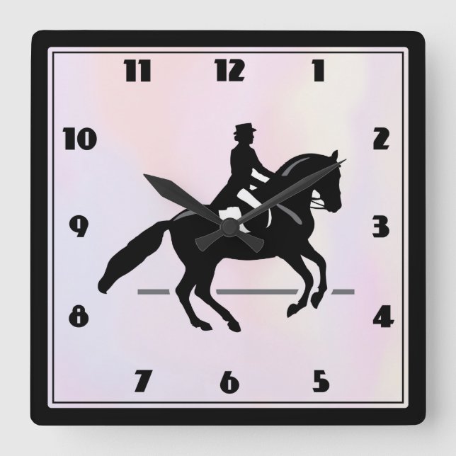 Horloge Carrée Élégant cavalier de pression sur un Arrière - plan (Recto)