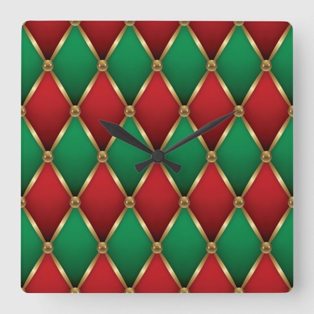 Horloge Carrée Elegant Christmas Wall Clock – Festive Winter Time (Recto)