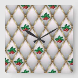 Horloge Carrée Elegant Christmas Wall Clock – Festive Winter Time