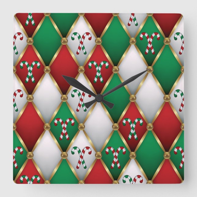 Horloge Carrée Elegant Christmas Wall Clock – Festive Winter Time (Recto)