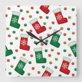 Horloge Carrée Elegant Christmas Wall Clock – Festive Winter Time