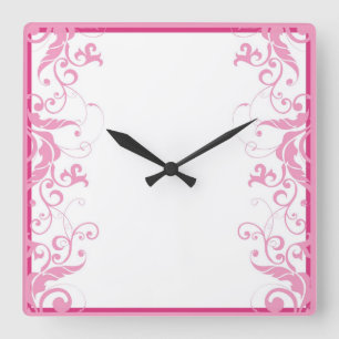 Horloge Carrée Élégant Élégant Fleur Rose Écor