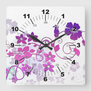 Horloge Carrée Elegant floral art