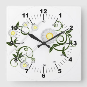 Horloge Carrée Elegant Floral Garden
