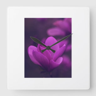 Horloge Carrée 🌸 Elegant Floral Wall Clock – Chic Botanical Flow