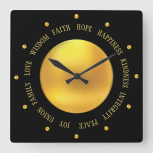 Horloge Carrée Elegant Gold et Black Good Vibes
