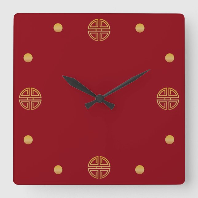 Horloge Carrée Elégant Gold Round géométrique Longévité Motif (Recto)