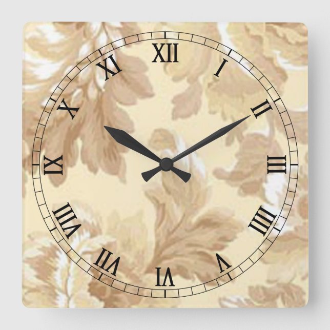 Horloge Carrée Elegant Leaf Square Roman Numerals Clock (Recto)