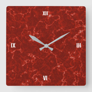 Horloge Carrée Elégant marbre rouge aux veines blanches