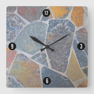 Horloge Carrée Elégant pavé peint / Pierres décoratives