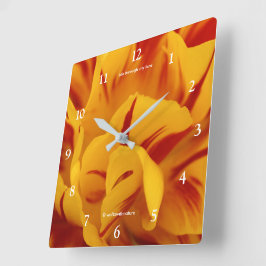 Horloge Carrée Elegant Red Gold Floral Monsella Tulip