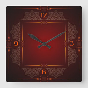 Horloge Carrée élégant rouge