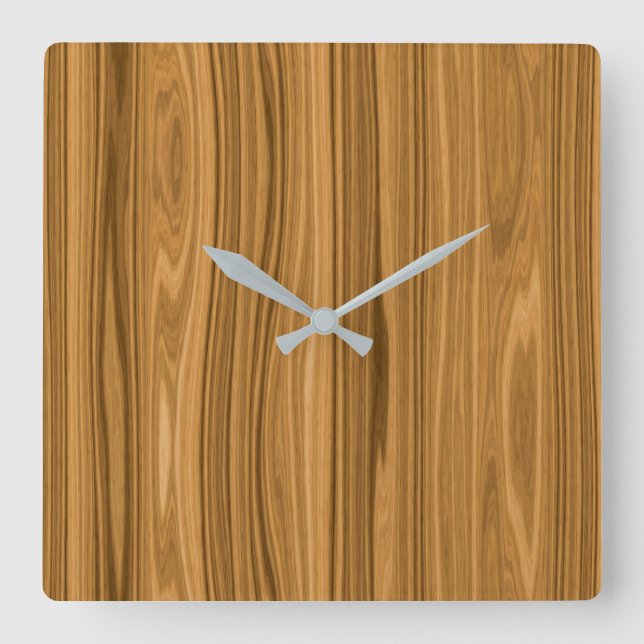 Horloge Carrée Elegant Wood Grain (Recto)