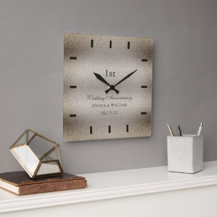 Horloge Carrée Élégante calligraphie Mariage Anniversaire Keepsar
