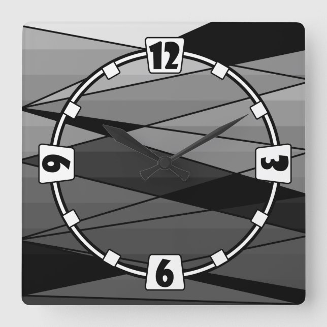 Horloge Carrée éléments géométriques Abstraits design moderne m s (Recto)