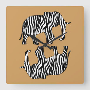 Horloge Carrée Elephant avec Zebra Stripes + vos idées