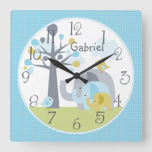 Horloge Carrée Élephant Personnalisé Amour Élephant Élephant Horl