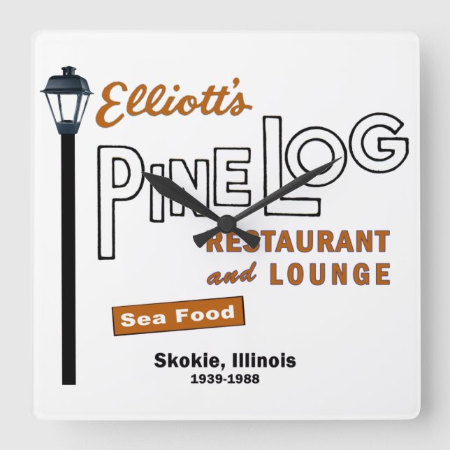 Horloge Carrée Elliott's Pine Log Restaurant, Skokie, IL. 1939-88 (Recto)
